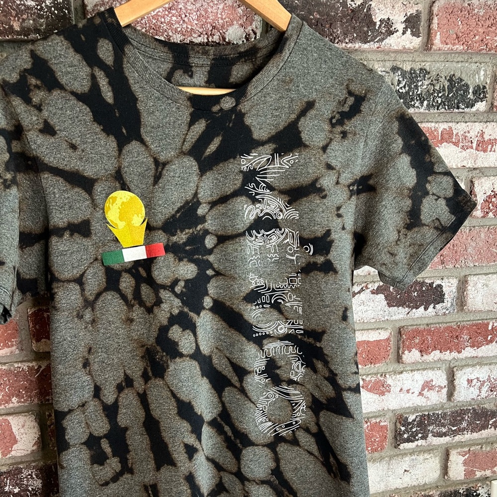 Men’s Mexico Soccer Themed Bleach Spiral Tiedye tee